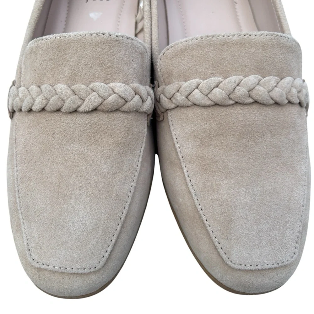 Joie Beige Tan Suede Leather Braided Flat Loafer 9